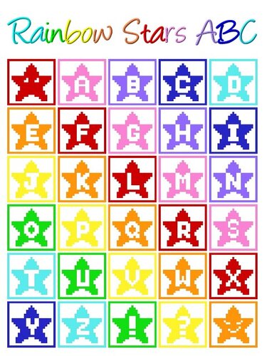 Häkelmuster *RainboW StarS ABC* Grafik für C2C Decke