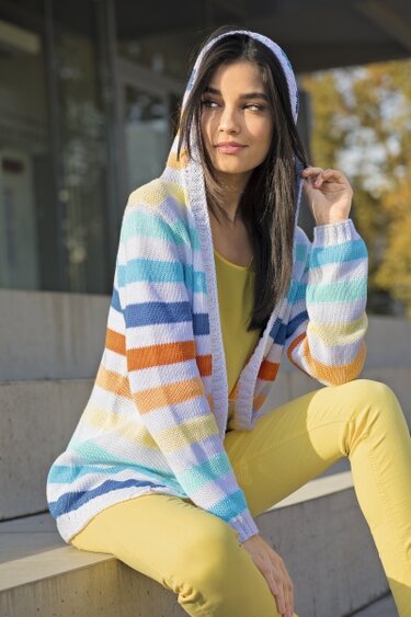 Gestreifte Kapuzenjacke - Stricken