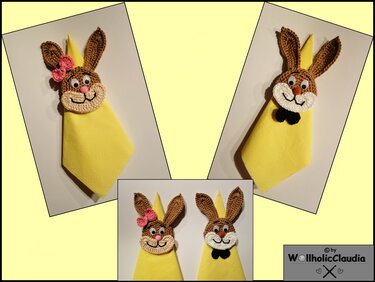 Häkelanleitung Serviettenhalter / Anhänger / Applikation Hase