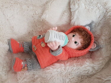 Häkelanleitung Puppenkleidung Baby Emmi im Winter - Häkeln