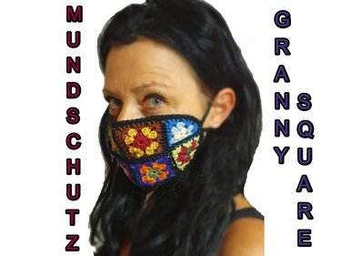 Gehäkelte Mundmaske * GrannY SquarE * - Kein Medizinprodukt