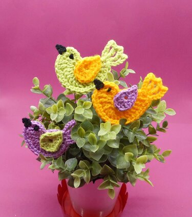 Deko Frühlings-Vögelchen  - einfach aus Wollresten - Häkeln