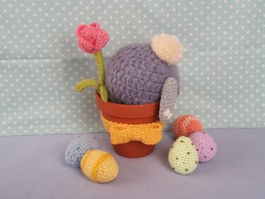 freches Häschen im Blumentopf - Osterdeko, Häkelanleitung