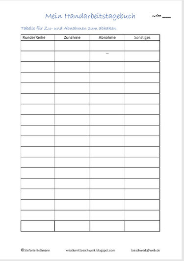 Projektbuch, Handarbeiten, Druckvorlage - Basteln