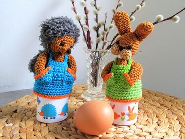 Häkelanleitung Eierwärmer Hase und Igel
