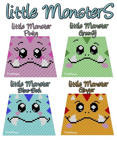 Häkelmuster *4 little Monsters * Grafik für C2C Decke