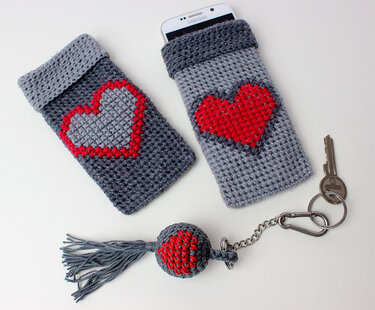 Häkelanleitung für Handytäschchen mit Herz - Häkeln