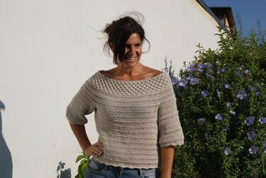 Häkelpulli CARMEN (Gr. S/M, L/XL, leicht an alle Größen anzupassen) - Bild 3