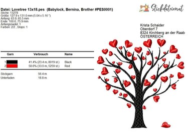 Liebe Stickdesign, Romantische Stickerei, Digitales Stickmuster - Sticken