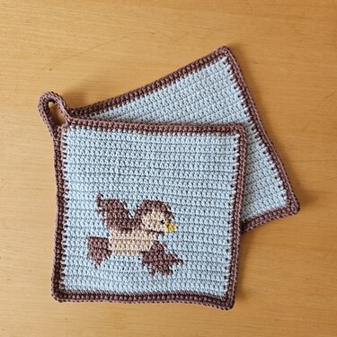 Häkelanleitung Topflappen Spatz