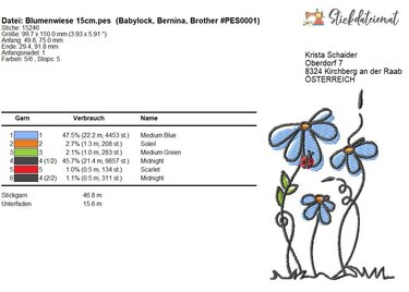Blumen Stickdatei, Blumenmuster Stickdesign, moderne Blumen Stickvorlage - Sticken