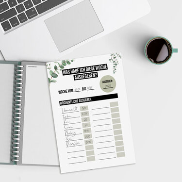 FINANZPLANER A4 Download PDF Finanzen Vorlage Monatsplaner und Wochenplaner - Basteln