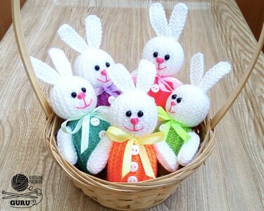 K040 Rainbow Baby Bunny rabbits toys - Amigurumi animal Easter bunnie gift - Knitting