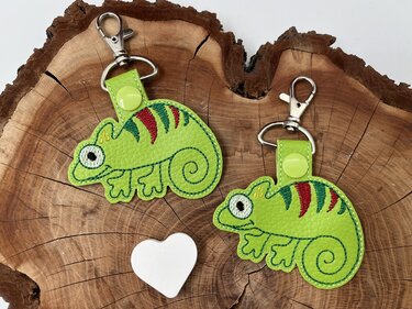 Stickdatei ITH Chamaeleon Anhänger Schlüsselanhänger - Sticken