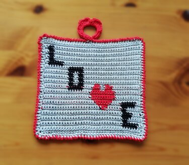 Topflappen "Love" - Häkeln