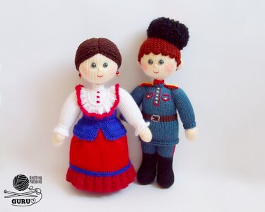 K082 Knitting Pattern Ukraine Doll Cossack Kazak man and woman with clothes