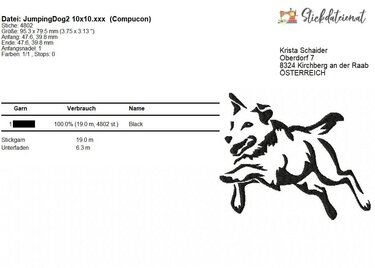 Hund Stickdatei, springender Hund Stickmuster, digitale Stickvorlage - Bild 3