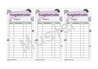 30 Dashboards "Notiz"  inkl. Tracker für Budgetplaner - Basteln