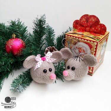 K026 Christmas tree baubles or decoration Rat or Mouse - Amigurumi - Knitting