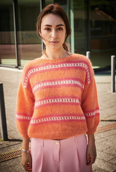 Mohairpulli in Apricot und Pink - Stricken