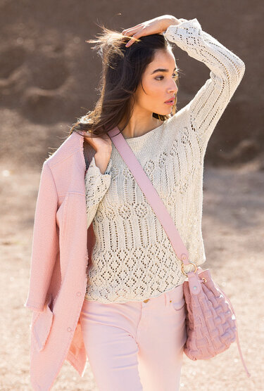 Leinenfarbener Pulli mit Ajourmuster - Bild 2