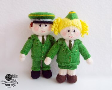 K081 Knitting Pattern - Cadets Dolls Boy and Girl with clothes