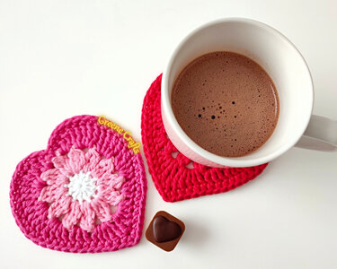 Floral Heart Coasters and Heart Basket - Valentine's Day Crochet Pattern