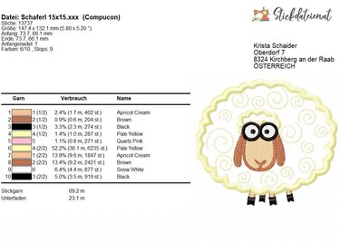 Schaf Stickdatei, Lamm Stickmuster, Tier Stickvorlage, Bauernhof Stickdatei - Sticken