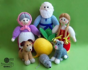 K056 Turnip fairy tale set of toys Cat Dog Mouse Turnip Girl Grandpa Granny - Knitting