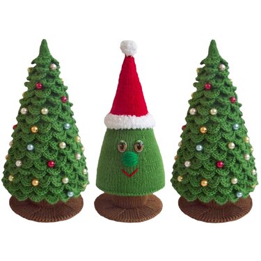 K030 Small Santa Claus or Father Frost doll and 2 Christmas trees (crochet) - Knitting