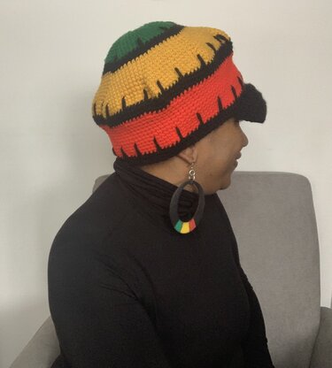Crochet Rasta Newsboy Cap, unisex