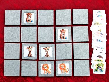 Personalisierbares Memory-Spiel mit Wechselbilderrahmen aus Filz - Basteln