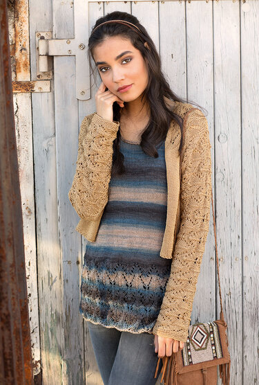 Twinset - Gestricktes Top im Farbverlauf mit passender Jacke - Stricken