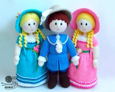 K057 Knitting Pattern - Dolls Lady and Gentlemen (boy and girl) - Amigurumi