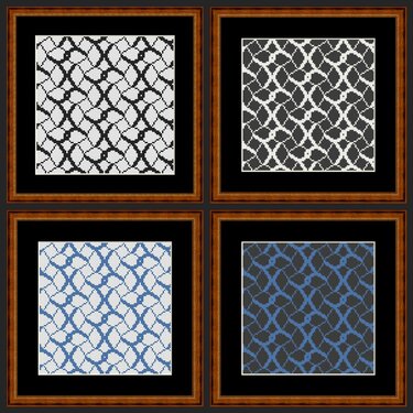 Muster Ovale schwarz weiß in Kreuzstich, Kreuzstich Stickvorlage PDF-Datei - Sticken