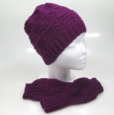 Strickanleitung Mütze und Handstulpen Viola in Strukturmuster
