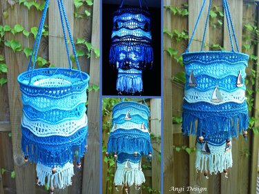 Häkelanleitung 2-teiliger Lampion / Laterne "aqua mare"