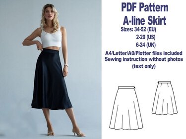 A-line Skirt Pattern Skirts Patterns Clothes Pattern PDF Sewing Patterns