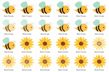 Stickdatei - Biene Bienchen Hummel mit Blumen - Sticken