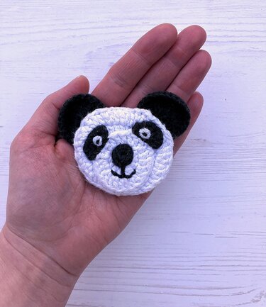 Häkelanleitung Pandabär-Applikation