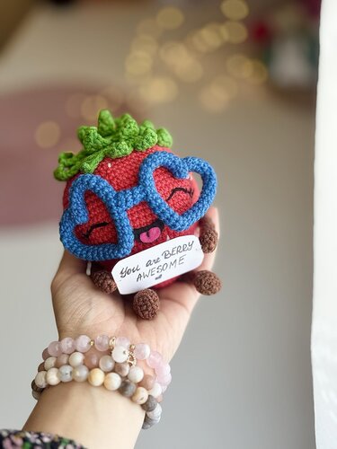 YOU ARE Berry Awesome Crochet emotional support strawberry amigurumi