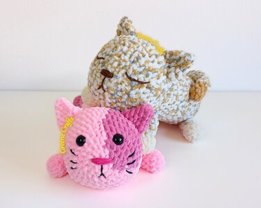 No Sew Long Cat Plush Toy Crochet Pattern - Bubblegum and Sleepy - Image 4