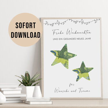 Poster GELDGESCHENK Weihnachten STERNE DOWNLOAD - Basteln