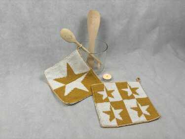 Potholders ‘Star Chef’ – A Double Face Knitting Instruction