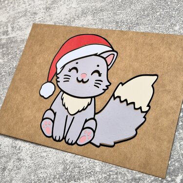 Plotter File Cat with Hat Christmas Winter SVG PNG DXF Vector Colorful - Plotting