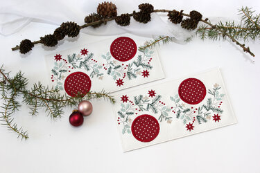 Stickdatei Untersetzer Teelicht Weihnachten Zweige Advent - Sticken