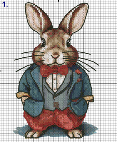 cross stich pattern template 14Ct Aida Sticken Rabbit - Embroidery
