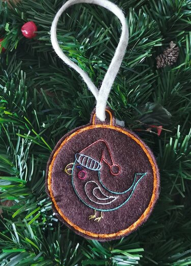 Stickdatei ITH - Weihnachtskugel 6 - Weihnachtsvogel - Sticken