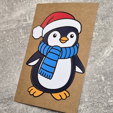 Cutting File Penguin with Scarf and Hat – Christmas Design SVG PNG DXF - Plotting