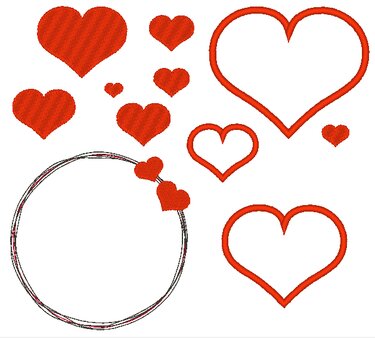 Stickdatei - Herz Liebe gefüllt für Stoffapplis und als Button - Sticken